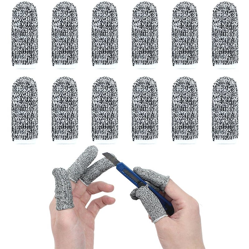 Hokilands New Reusable Finger Sleeve Protectors Anti-Slip Cut Resistant Finger Cots, 12 Pack 5 Level Thumb Fingertips Protection Cots Protectors Guards Glove Life Extender Finger Covers for Kitchen Work Cuts - Image 1