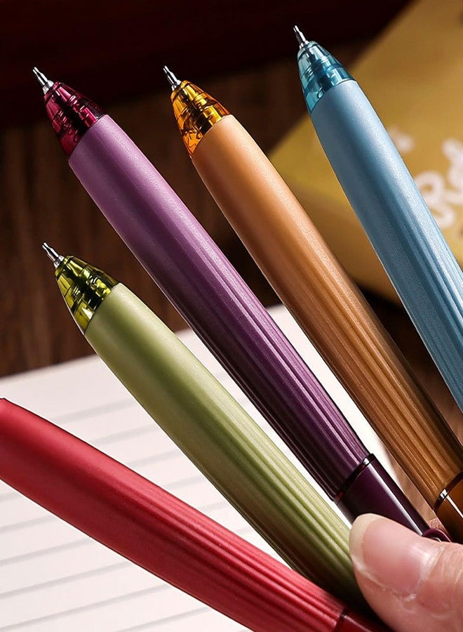 T-shin Vintage Rollerball Press Pens,5 Unique Shades Colorful Ink Click Pens,0.5mm Smooth Quick-Dry Gel Pens for Students,School Supplies,Vibrant Colors Rolling Ball Pens for Notes,Journals (5) - Image 4