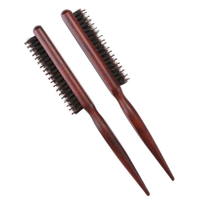 Aethland 2pcs Boar Bristle Teasing Brush for Women, Teaser Brush with Rat Tail Back Combing - Detangling, Add Volume Makes Hair Smooth - Image 2