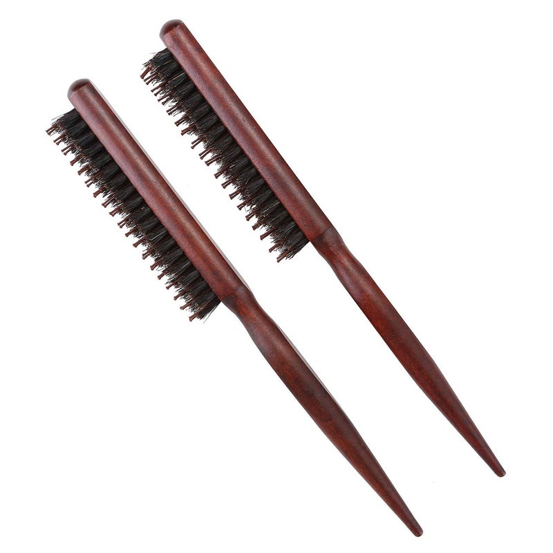 Aethland 2pcs Boar Bristle Teasing Brush for Women, Teaser Brush with Rat Tail Back Combing - Detangling, Add Volume Makes Hair Smooth - Image 1