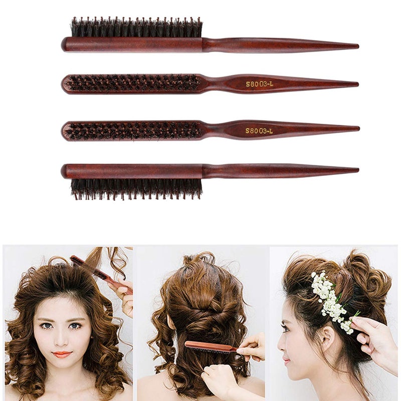 Aethland 2pcs Boar Bristle Teasing Brush for Women, Teaser Brush with Rat Tail Back Combing - Detangling, Add Volume Makes Hair Smooth - Image 5