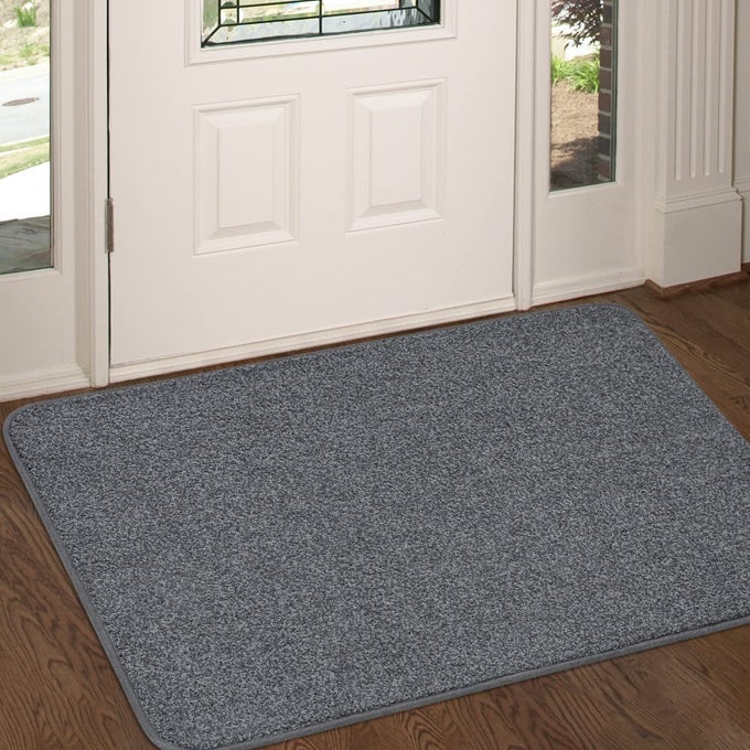 INDOOR DOORMATSUPER ABSORBS MUD LOW PROFILE DOOR MAT 35 X 24 WASHABLE NONSLIP ENTRANCE MAT FOR INSIDE FRONT DOOR DIRT TRAPPER MATS SHOES SCRAPER GRAY