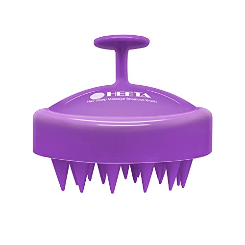 HEETA Scalp Massager Hair Growth Soft Silicone Scalp Scrubber Shampoo Brush for Exfoliation Dandruff Removal Head Massage Stress Relax Wet Dry Use for Thick Thin Curly Hair Care Purple