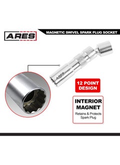 ARES 11000-14mm Thin Wall Magnetic Swivel Spark Plug Socket - 3 8-Inch Drive 12-Point Spark Plug Socket - Walls 2mm Thinner Than Standard Spark Plug Sockets  - Image 4
