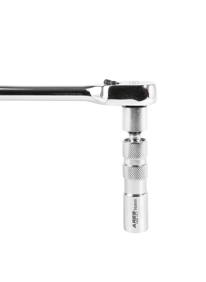 ARES - 11000-14mm Thin Wall Magnetic Swivel Spark Plug Socket - 3 8-Inch Drive 12-Point Spark Plug Socket - Walls 2mm Thinner Than Standard Spark Plug Sockets - Image 1