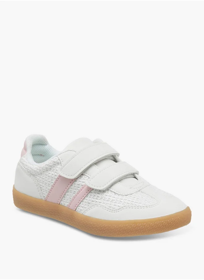 Little Missy Girls Panelled Sneakers with Hook and Loop Closure