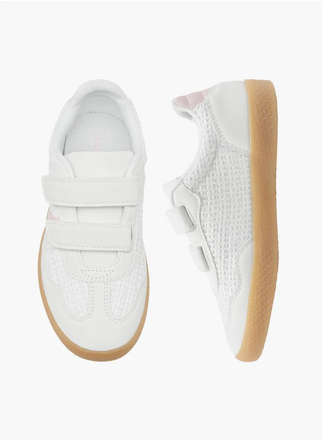 Little Missy Girls Panelled Sneakers with Hook and Loop Closure