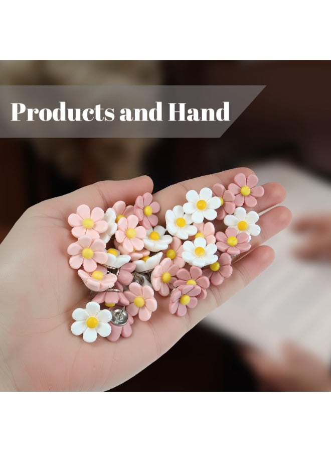 30 Pcs Flowers Push Pins Decorative Thumb Tacks in 3 Colors Cute Office Decor for Cork Board Bulletin Board, Photos Wall Maps and Other Offices Schools Supplies Festival Decoration - Image 4