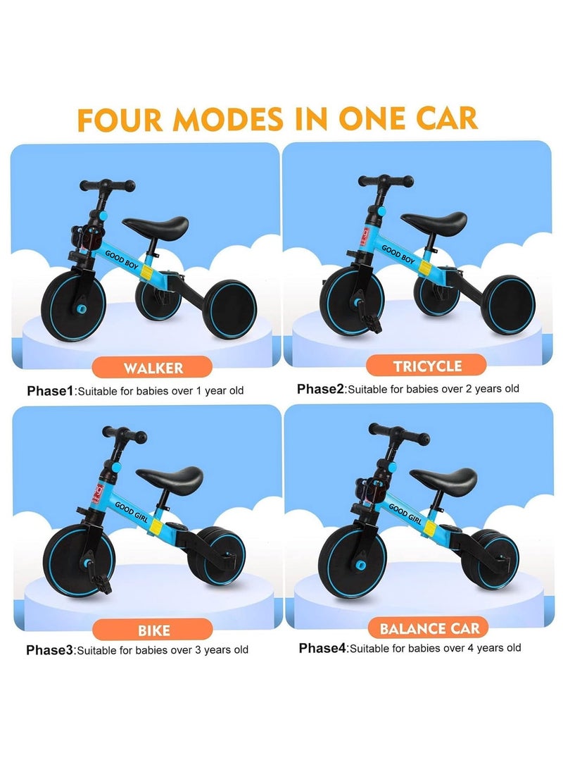 FEND 4 In 1 Kids Tricycles Toddlers Trike with Adjustable Seat for Indoor and Outdoor Girls and Boys Blue  - Image 5