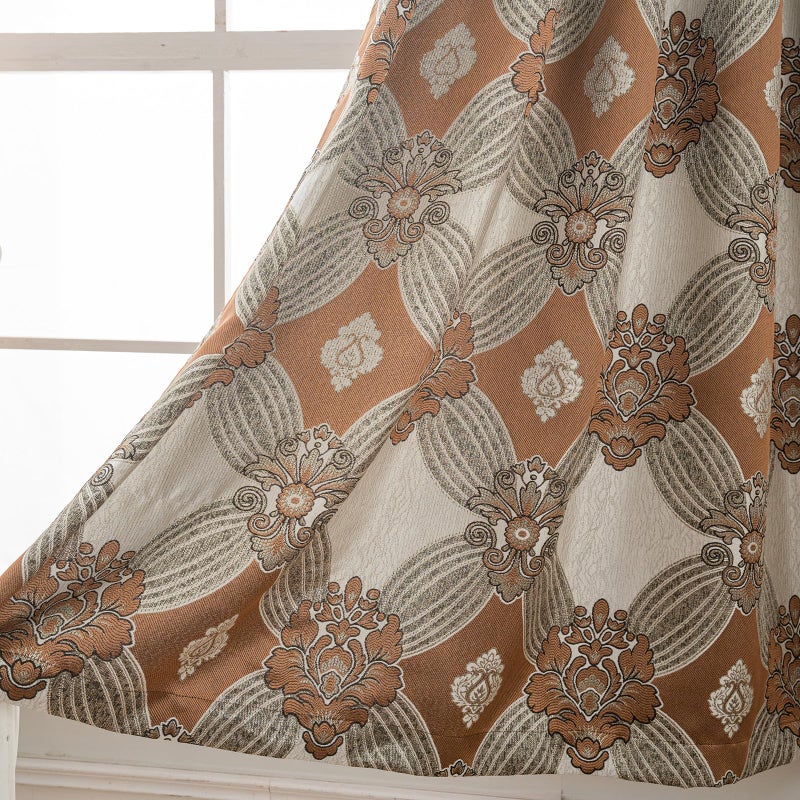 Petrichor Elegant Curtains with Gold Silver Threads 2 Panels Set - Luxury Window Treatment Attached Valance, Sheer Backing, and 2 Tie Backs for Bedroom and Living Room, 54x84 inches, Brown - Image 4