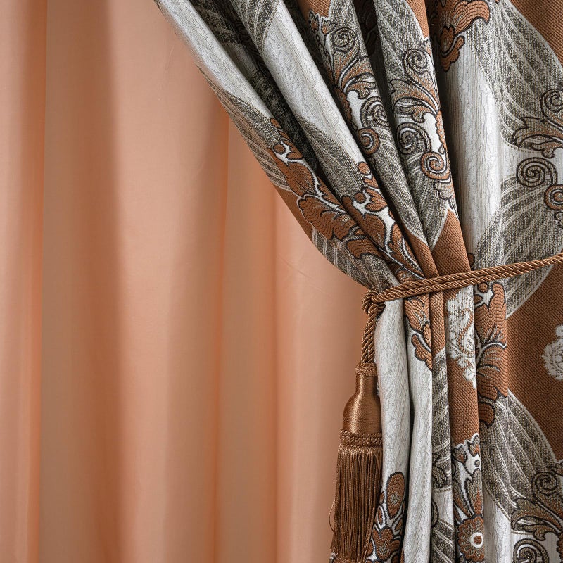 Petrichor Elegant Curtains with Gold Silver Threads 2 Panels Set - Luxury Window Treatment Attached Valance, Sheer Backing, and 2 Tie Backs for Bedroom and Living Room, 54x84 inches, Brown - Image 3