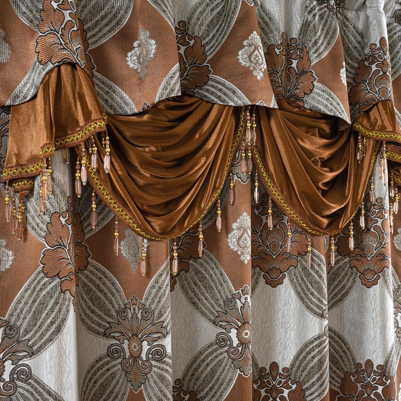Petrichor Elegant Curtains with Gold Silver Threads 2 Panels Set - Luxury Window Treatment Attached Valance, Sheer Backing, and 2 Tie Backs for Bedroom and Living Room, 54x84 inches, Brown - Image 5