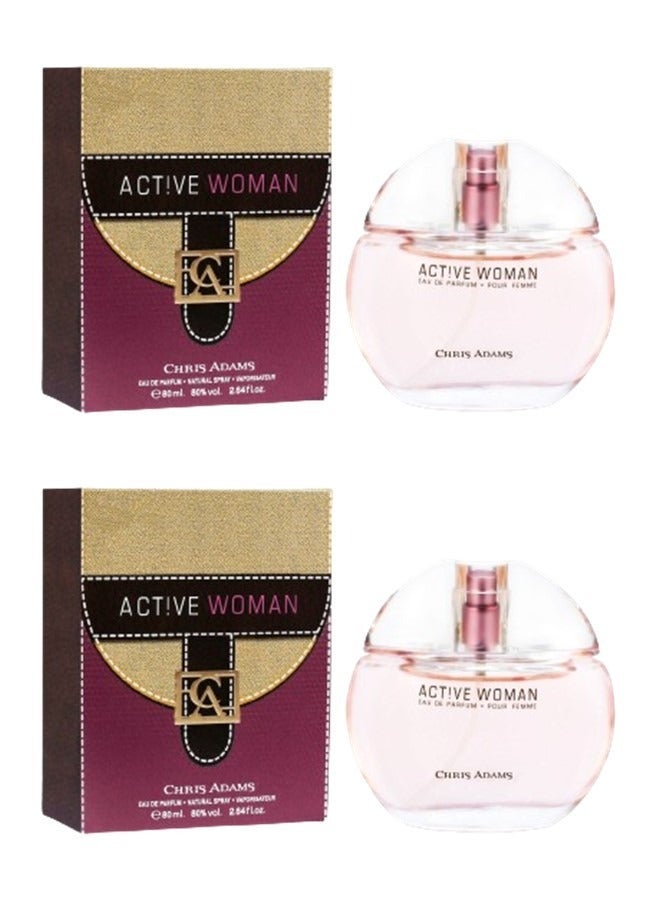 Chris Adams Active Woman Eau de Parfum 80 ML Set of 2 - Image 1