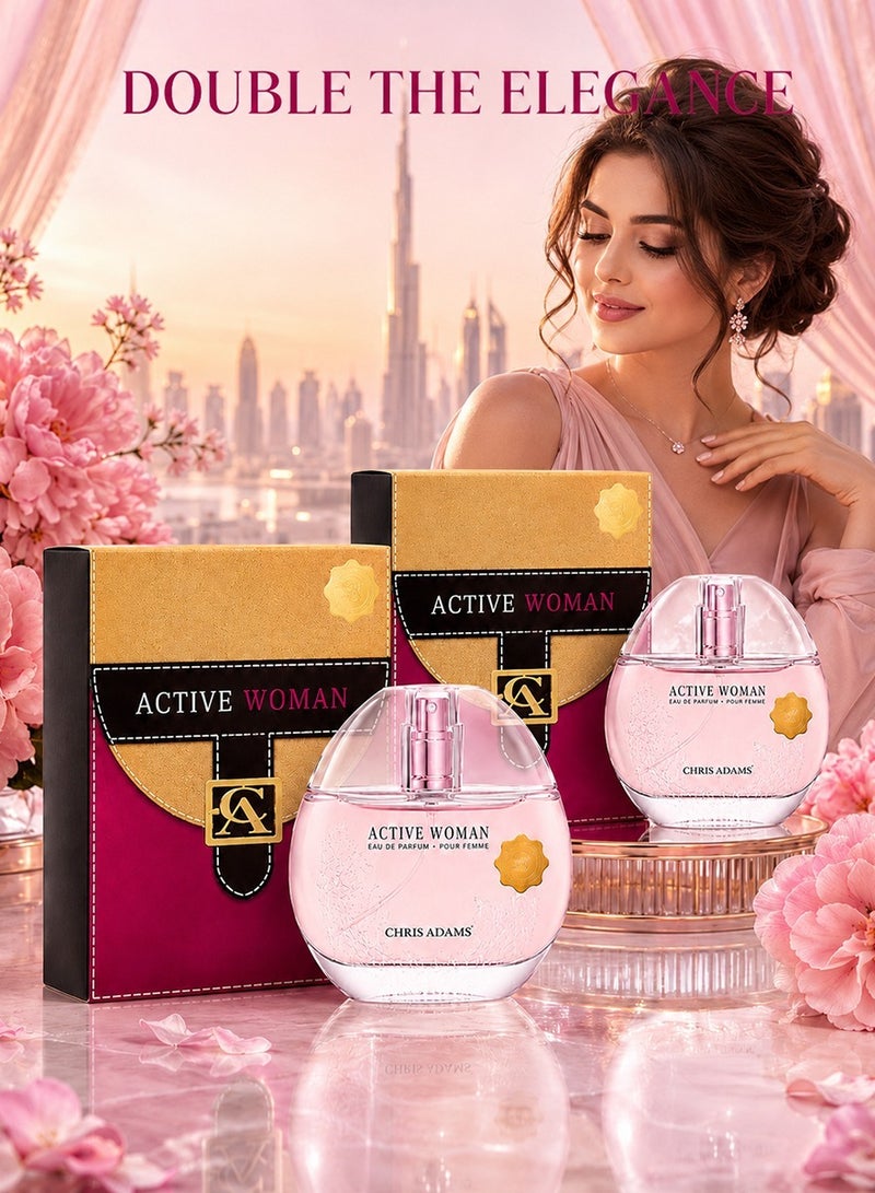 Chris Adams Active Woman Eau de Parfum 80 ML Set of 2 - Image 1