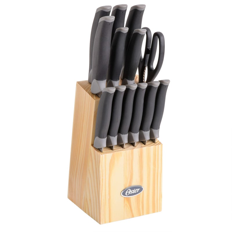 Oster Lindbergh 14 Piece Stainless Steel Cutlery Kitchen Knife Block Set Black  Cuchillos Para Cocina