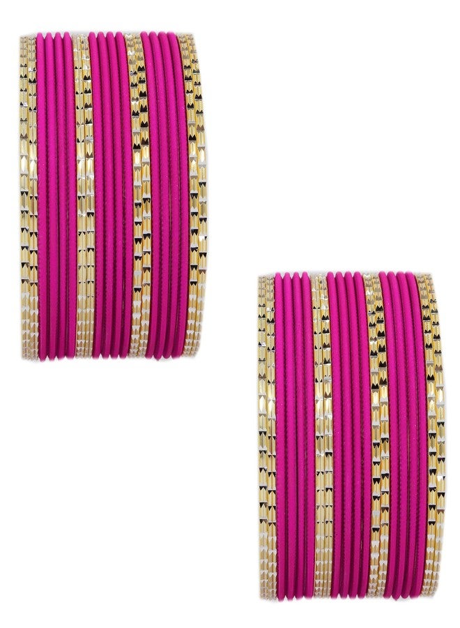 ZULKA Non-Precious Metal with Base Metal Engraved Pattern Glossy with Matte Finished Bangle set for Women and Girls, (Magenta_2.6 Inches), Pack of 40 Bangles - Image 3