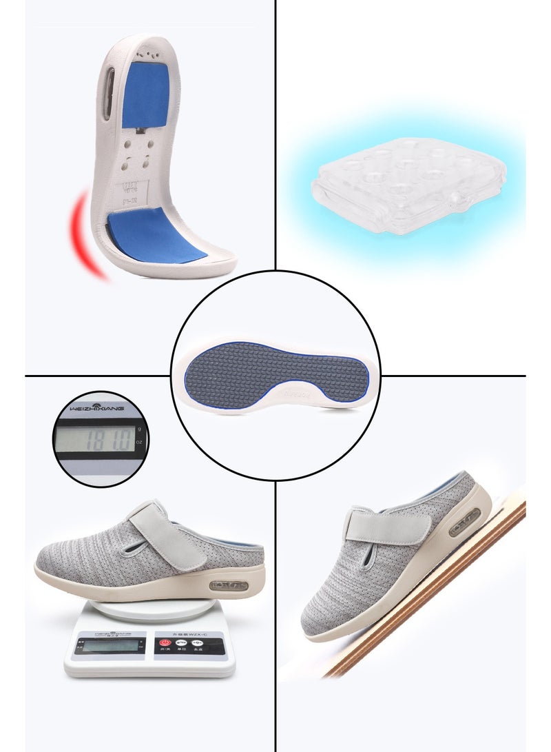 السحب نعال يو يون النسائية لمرضى السكري، بعرض إضافي، مزودة بإغلاق قابل للتعديل، مناسبة لمرضى السكري الذين يعانون من الوذمة الأخمصية، والتهاب اللفافة الأخمصية، والتهاب المفاصل، وتورم القدمين. - Image 3