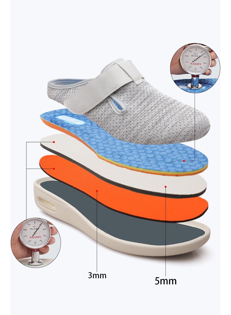 السحب نعال يو يون النسائية لمرضى السكري، بعرض إضافي، مزودة بإغلاق قابل للتعديل، مناسبة لمرضى السكري الذين يعانون من الوذمة الأخمصية، والتهاب اللفافة الأخمصية، والتهاب المفاصل، وتورم القدمين. - Image 4