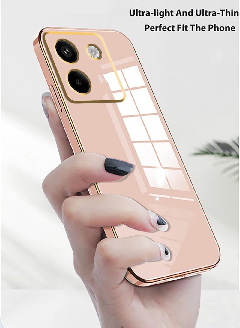 Compatible with Xiaomi POCO M7 Pro cover, smooth veneer gold plated chrome,pink Thin and smooth shock-proof full protection Xiaomi POCO M7 Pro case -pink - Image 3