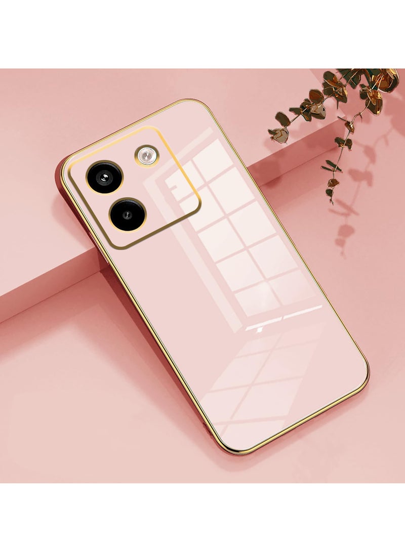 Compatible with Xiaomi POCO M7 Pro cover, smooth veneer gold plated chrome,pink Thin and smooth shock-proof full protection Xiaomi POCO M7 Pro case -pink - Image 2