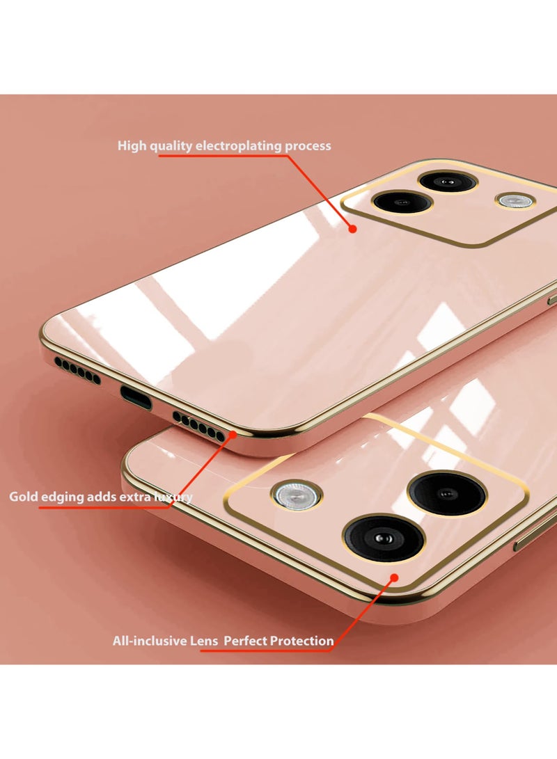 Compatible with Xiaomi POCO M7 Pro cover, smooth veneer gold plated chrome,pink Thin and smooth shock-proof full protection Xiaomi POCO M7 Pro case -pink - Image 4