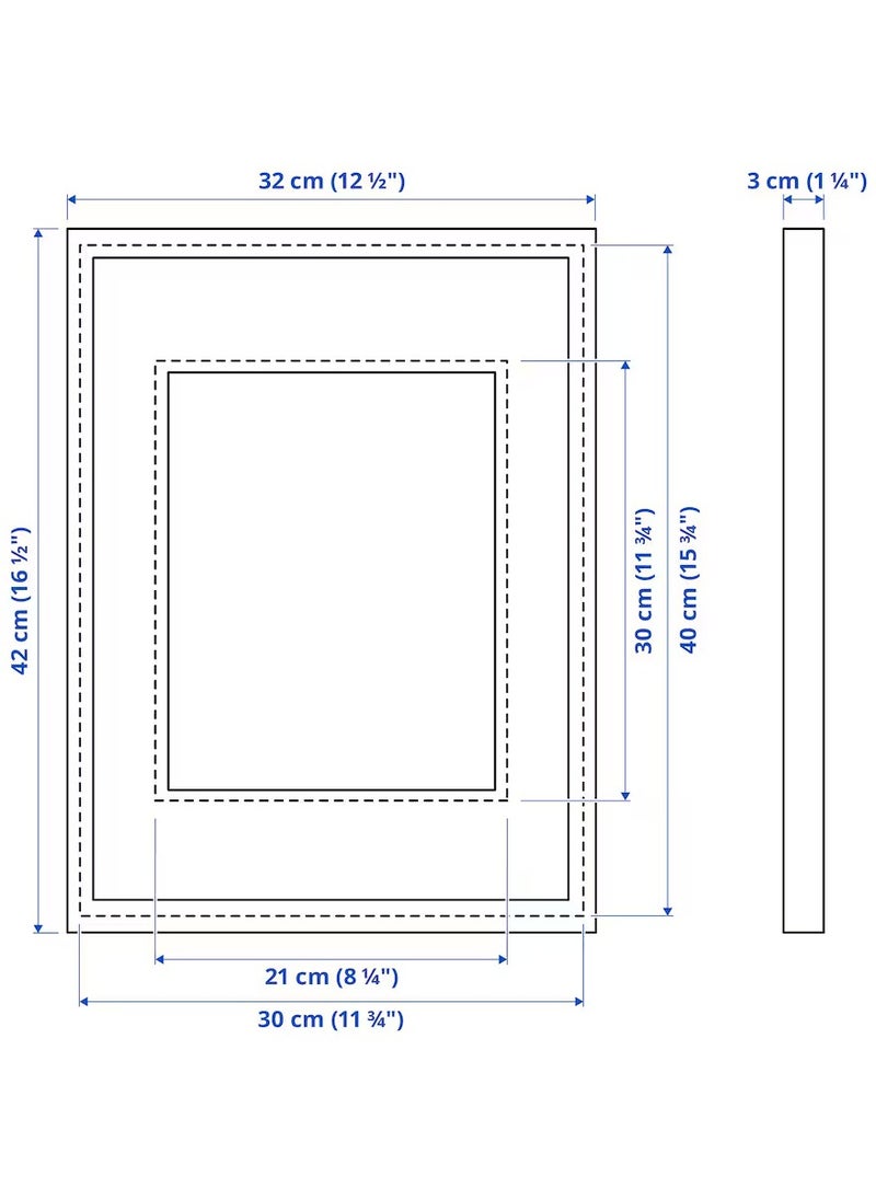 Picture Frame - Wall Frame - Mounted Frame Black (Plastic & Fibreboard) 30x40 cm