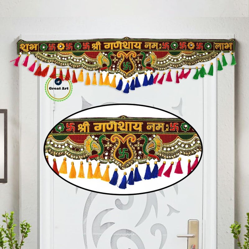 Great Art Torans for Main Door Wall Hanging Bandhanwar Entrance Bandarwal Festive Decoration Home Item Decor Length 36 Door Toran and Office DecorDoor Thoranam Thorans Latest GT1158 - Image 3