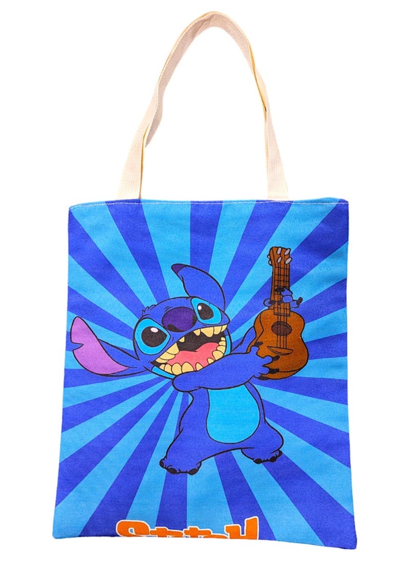 Toy Box Eco Friendly & Washable Disney Stitch Trendy Canvas Shoulder Bag with Zipper for Women Girls Kids School 30x38cm 