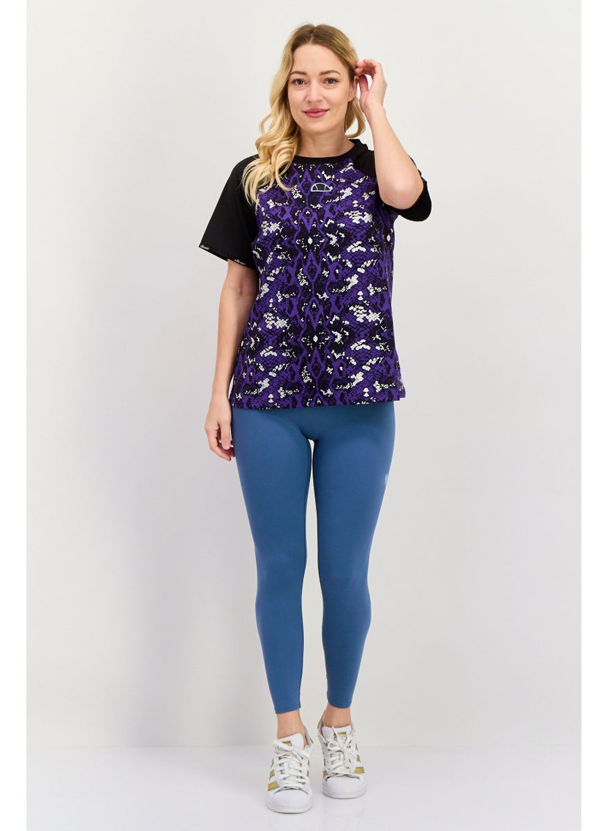 Ellesse Women Sportswear Fit Short Sleeves Running T-Shirt, Purple Combo  - Image 2