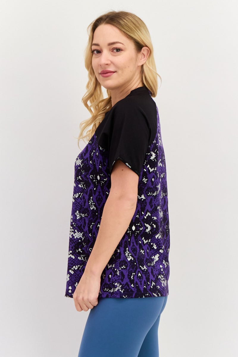 Ellesse Women Sportswear Fit Short Sleeves Running T-Shirt, Purple Combo - Image 4