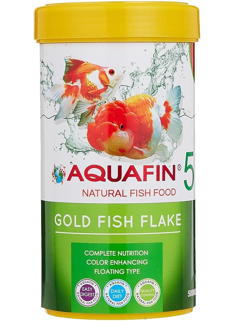 AQUAFIN Professional Goldfish Flake 500ml Natural Colour Enhancing Staple Food for Aquarium Fish  - Image 1