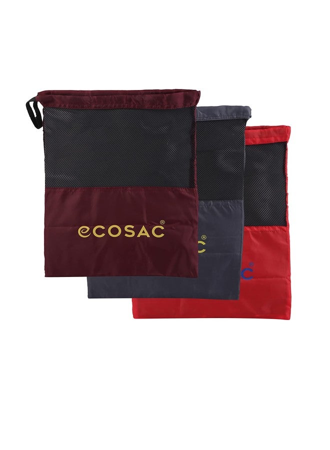 Ecosac Shoe Care Bag | String Bag Organizer | Travel-Friendly | Footwear Pouch Organizer Durable Drawstring | Foldable | Multi-Functional | Unisex | Pack 3 - Image 2