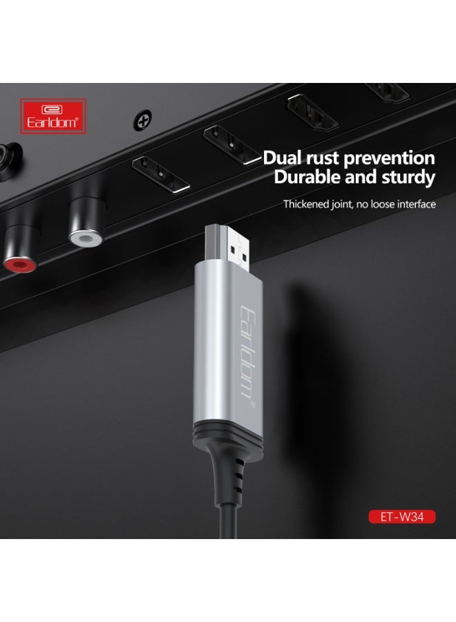 Earldom Cable ET-W34 Type-C to HDMI 4K Adapter Cable, 2 Meters - Ultra HD Streaming Solution Black - Image 2