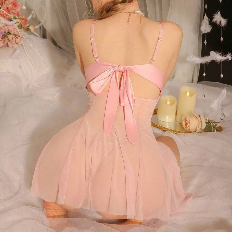 Sexy Mesh Nightgown - Transparent Seductive Lingerie - Image 4