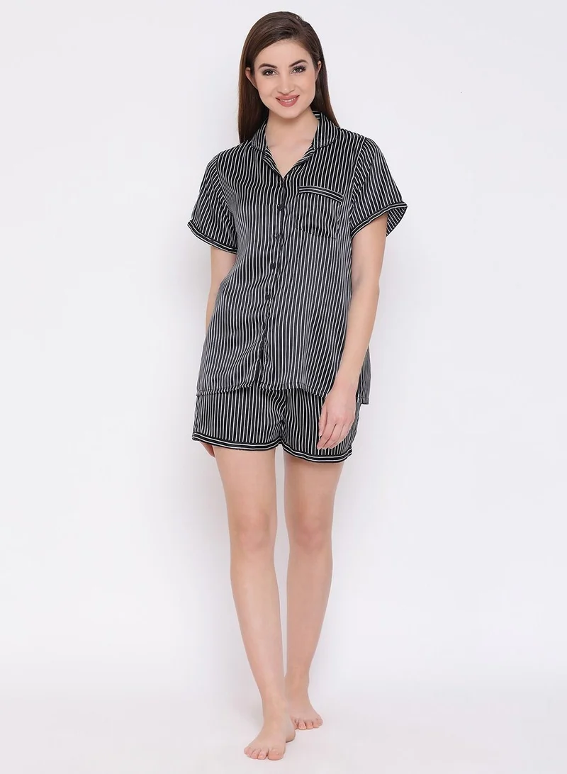 كلوفيا Clovia Satin Printed Top and Boxer Shorts Set