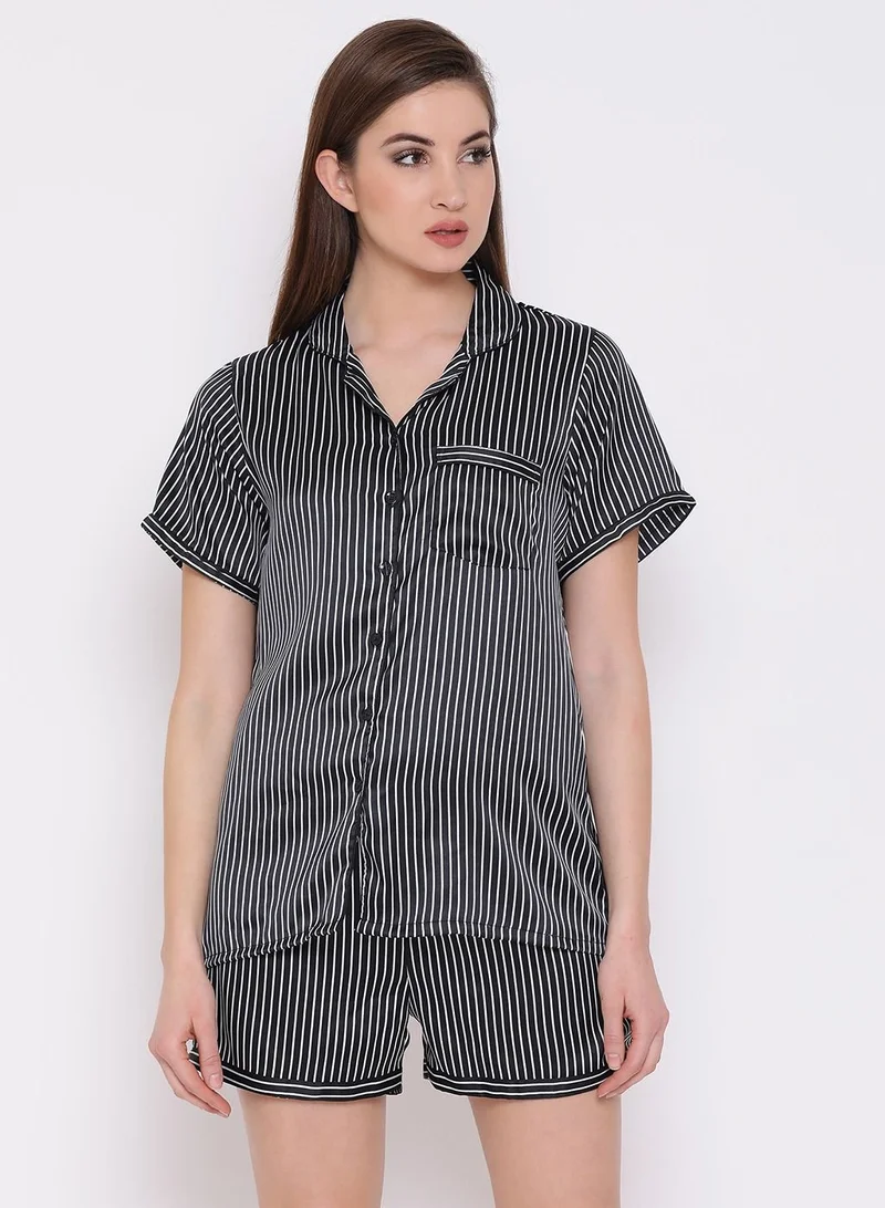 كلوفيا Clovia Satin Printed Top and Boxer Shorts Set