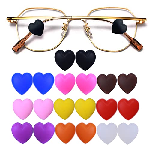 KECHIO Eyeglasses Ear Grip Heart-Shaped Silicone Retainers Soft Ear Hooks Anti-Slip Holder Eyeglasses Stopperr(Muulticolor) - Image 1