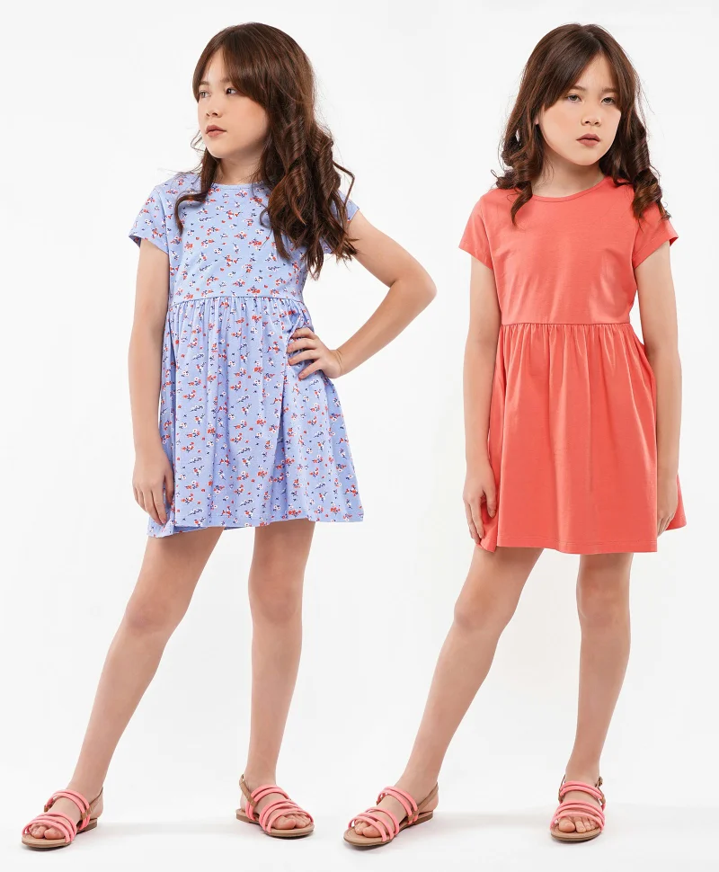 Primo Gino Primo Gino Half Sleeves Printed Frock Pack of 2 - Blue Red