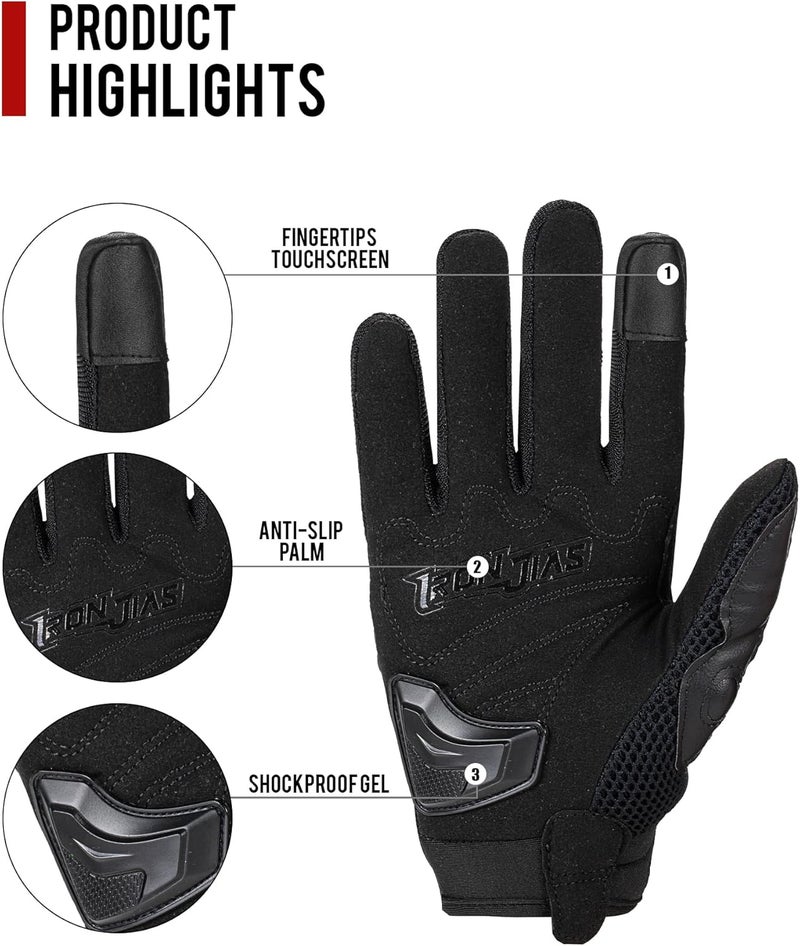 BORLENI Motorcycle Gloves Touch Screen for Men Women Padding Hard Knuckle Cycling Motorbike ATV Hiking Riding Climbing Glove - Image 4