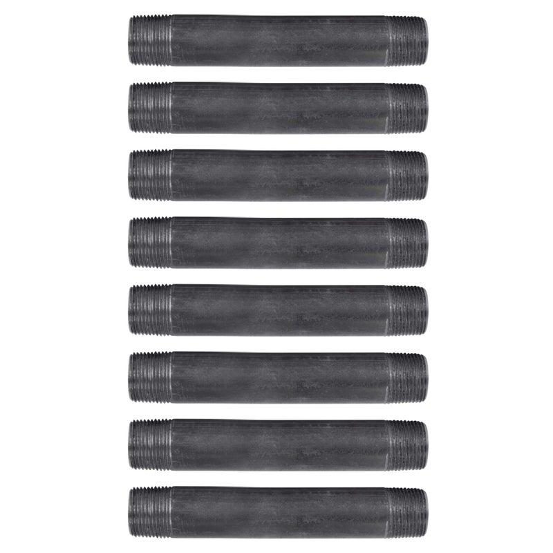 PIPE DECOR 34 x 6 Black Steel Plumbing Pipe Pre Cut Industrial Steel Grey Fits Standard 34 Inch Threaded Black Malleable Iron Fittings Build Vintage DIY Furniture 8 Pack