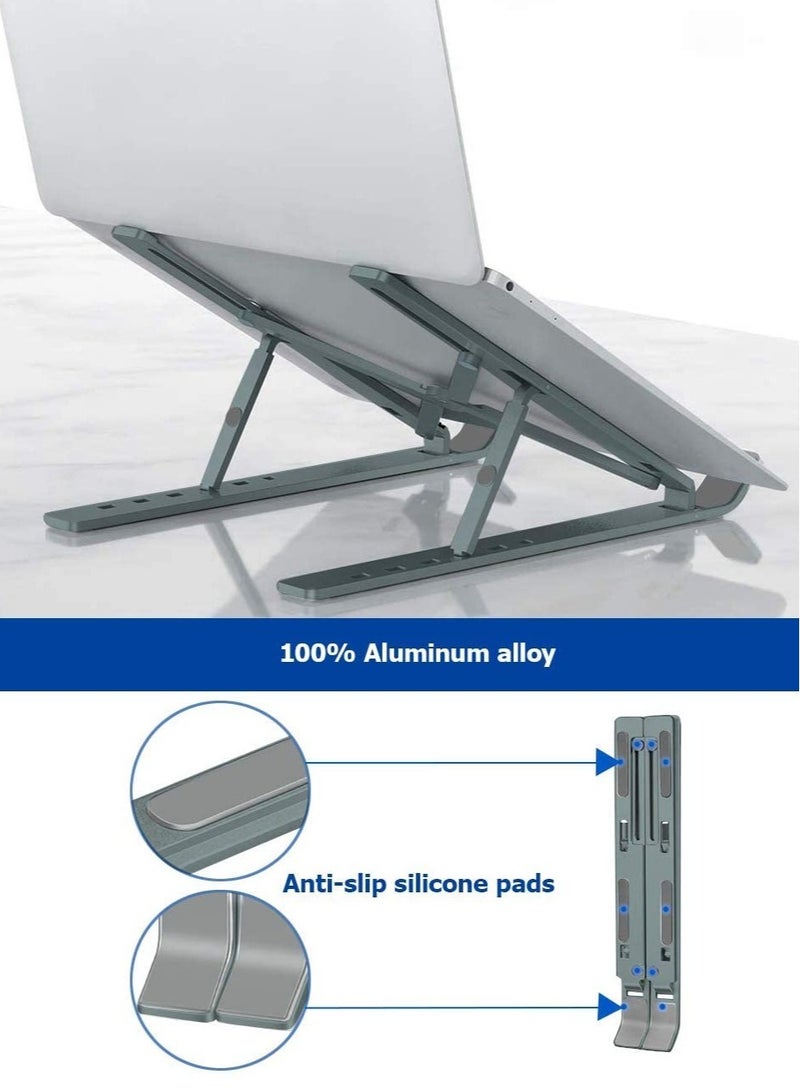ELTRAZONE Aluminum Alloy Adjustable Eye-Level Ergonomic Height Laptop Riser Holder For MacBook Pro Air, Chromebook Silver - Image 2