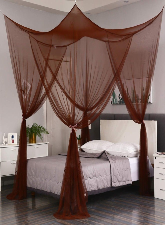 Mengersi Elegant Canopy Bed Curtains for Full Queen King Size Bed,Bed Canopy Mosquito Net Suitable for Indoor Outdoor Net (87x79x98“(Suggested for Full to King), Coffee) - Image 2
