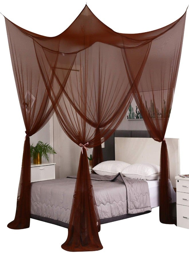 Mengersi Elegant Canopy Bed Curtains for Full Queen King Size Bed,Bed Canopy Mosquito Net Suitable for Indoor Outdoor Net (87x79x98“(Suggested for Full to King), Coffee) - Image 1