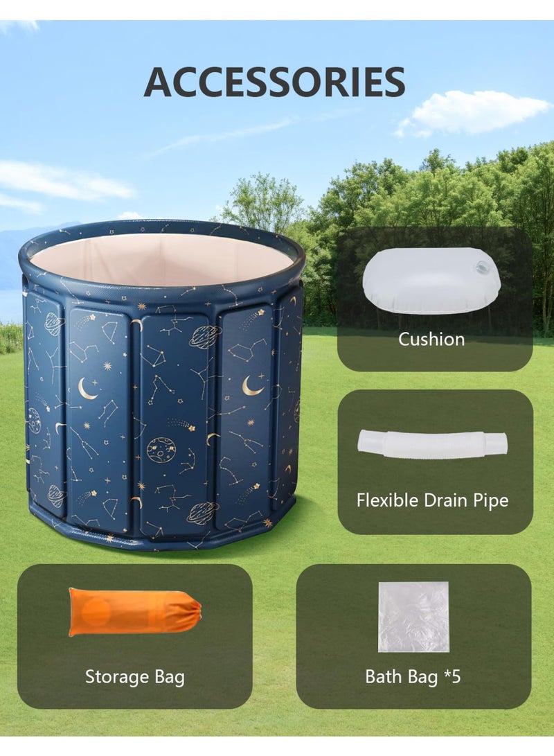 ZERIFAM Portable Bathtub for Adults,  Collapsible Freestanding Bathtub for Shower, Hot Ice Bath Tubs with Thickened Thermal Foam to Keep Temperature, PVC Outdoor Soaking Tub for Camping, Home & Spa - Image 4