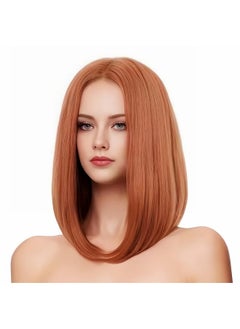 Rugelyss Rugelyss Copper Red Auburn Bob Wigs for Women, 14 Inches Ginger Wig with Middle Part Synthetic Hair Wig for Daily Party or Cosplay  - Image 2