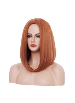 Rugelyss Rugelyss Copper Red Auburn Bob Wigs for Women, 14 Inches Ginger Wig with Middle Part Synthetic Hair Wig for Daily Party or Cosplay  - Image 3