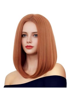 Rugelyss Rugelyss Copper Red Auburn Bob Wigs for Women, 14 Inches Ginger Wig with Middle Part Synthetic Hair Wig for Daily Party or Cosplay  - Image 1