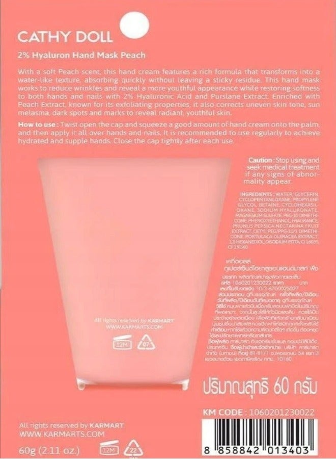 Cathy Doll 2% Hyaluron Hand Mask Peach 60 g  - Image 3
