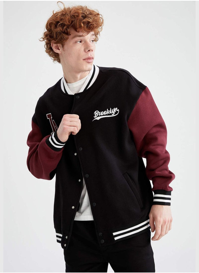 DeFacto - Regular Fit Long Sleeve Colour Block Bomber Jacket - Image 1