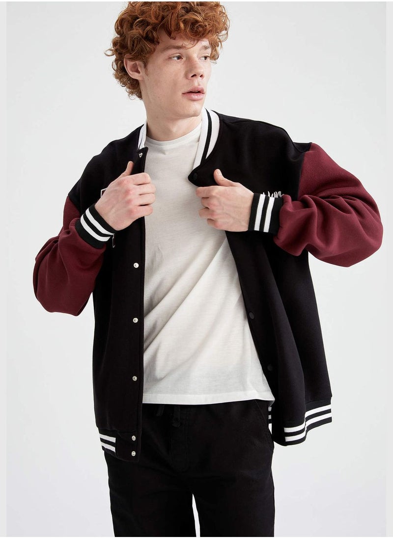 DeFacto - Regular Fit Long Sleeve Colour Block Bomber Jacket - Image 1